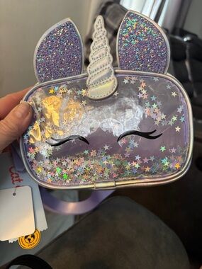 Cat & Jack Kids Unicorn Shimmer Crossbody Bag - Purple Holographic Stars